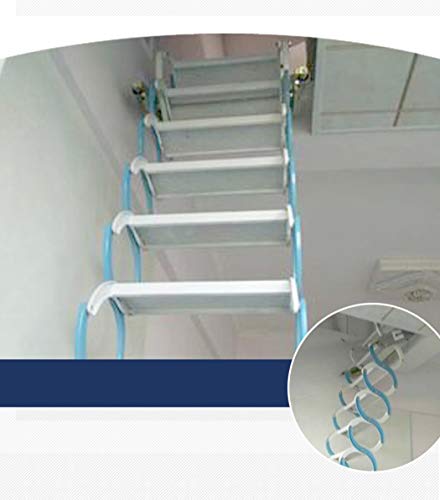 Z6 Aluminum attic Ladder Invisible Folding Staircase Multi-Function loft Ladder 3.28ft-9.84ft Custom (Pure White,Carbon Steel)