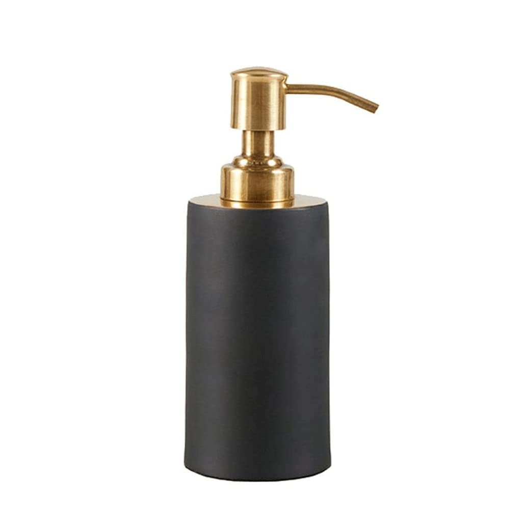 Bottiglia di lozione in Ottone con Pompa Dorata Dispenser di Sapone cilindrico Nero Dispenser di Sapone da banco Ricaricabile per Doccia 200 ml/6,7 Once