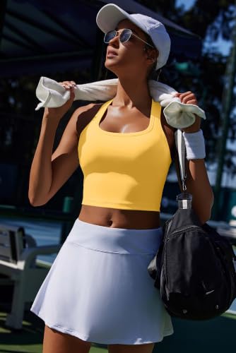 Image of PINSPARK Sports Bra Longline Racerback Tank Tops for Women Padded Workout Yoga Top