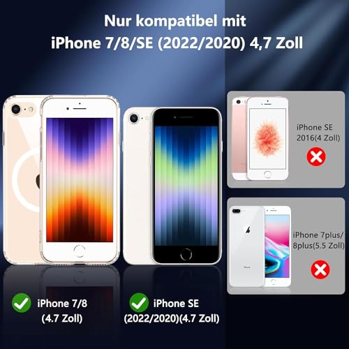 Coque iPhone 8 magnétique transparente compatible iPhone SE 2022 et écran 9H