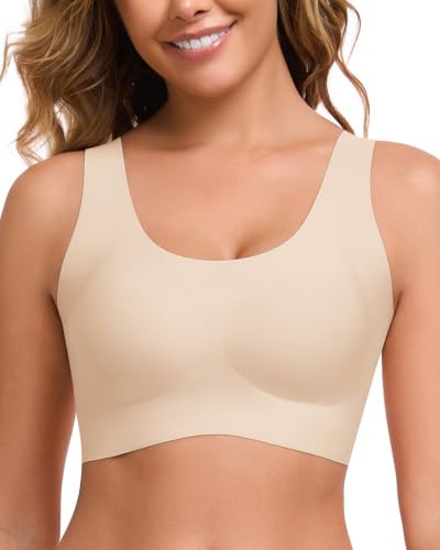 Image of Ubras Seamless Bras for Women Light Support Wireless Bralette Comfortable Soft Smooth Pull On T-Shirt Bras