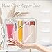 Jolbndcv 4 Pcs Clear Hard Plastic Zipper Case Hard Plastic Zipper Pouches Transparent Toiletry Pouch Travel Organizer Toy Storage Bins Cosmetic Bag (7.9x9.8x 2 Inch)