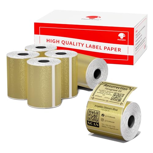 Etiquetas térmicas Phomemo 40x30 mm brillo dorado 6 rollos