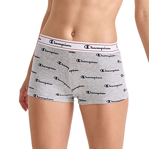 Champion Women's Heritage Underwear, Stretch Cotton Boyshort Panties (Retired Colors), Navy Logo Oxford Print, 2X Large #TOP20