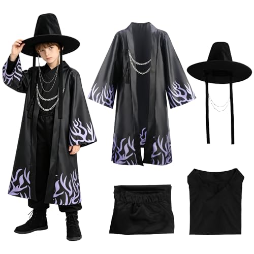 XupQisut Kpop - Costume de cosplay pour garçon - Chanteur pop anime - Costume d'idole - Chapeaux noirs - Robe, haut, pantalon, jeu de rôle - Ensemble complet pour carnaval, Halloween, fête (150)