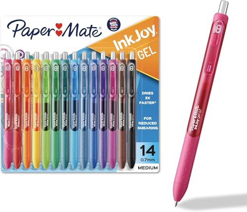 Image of Paper Mate InkJoy Gel Pens, Assorted, Medium Point (0.7mm), Smooth Writing, Back to School, Teacher Supplies, Journaling, Note-Taking, Doodling, 14 Count (Pack of 12)