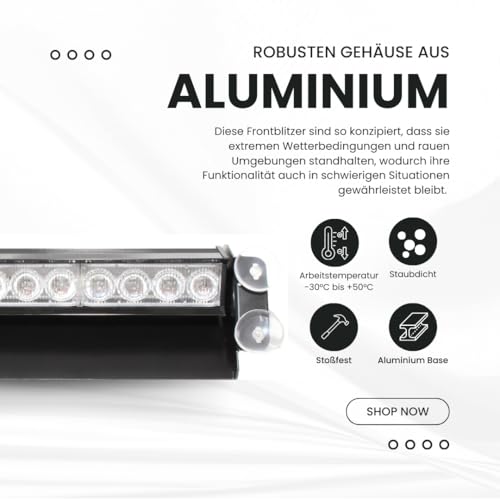 Raptors LED Technik Frontblitzer Shark 8W Scheibenblitzer für Show Cars | Scheibenblitzer 12V | Dash Light | Fake Polizei | Kennleuchte | Fake Blaulicht (Blau)