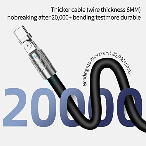 Image of Roktry 180 Rotating Fast Charge Cable, 1.8m USB Cable Charging Fast Charge Cable, Flexible Rotary Connector for Type-c Micro-USB, for Home, Office, Car 120W Type C Charging Cords,Phone Fast Charging