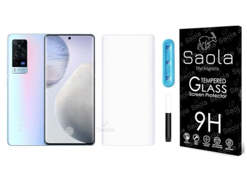 Image of Saola Curved UV Tempered Glass For Vivo X60 Pro. Comes With UV Light & Glue For Finest Pasting. Edge To Edge Protection With Case Friendly Fit. (Pack Of 1)