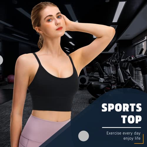 Image of Sports Bra, Workout Tops for Women, Medium Impact Strappy Padded Sports Bras for Women High Support