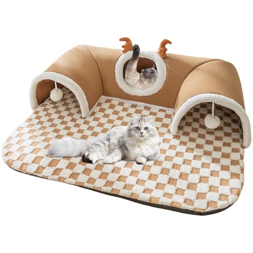 Lit pour chat avec tunnel et tapis de jeu modulable pour intérieur - 2