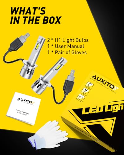 Image of AUXITO H1 Bulb-40,000 Lumen 6500K White, OEM Mini Size, Easy Plug & Play Installation, Halogen Fog Light Replacement, Error-Free CANBUS System, Pack of 2
