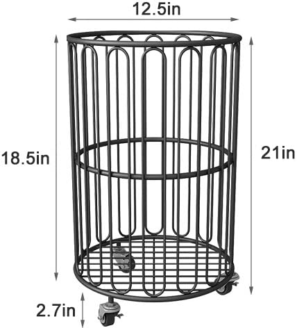 Carrello portabiancheria con Ruote, Cesto portabiancheria in Metallo con Ruote, Carrello portaoggetti Facile da spostare, Cesto portabiancheria Sporco in Metallo per Bagno, Lavanderia o Came