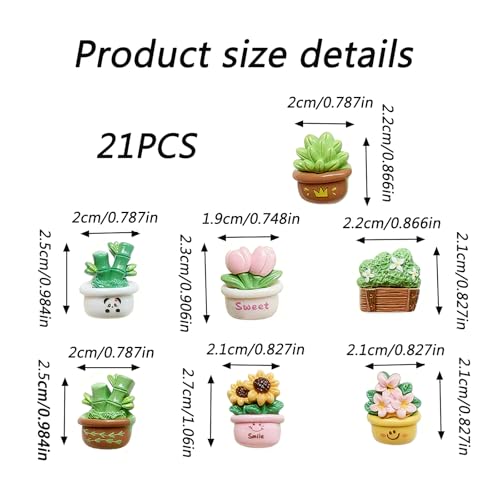 Set 21 imanes de plantas en mini maceta para refrigerador miniatura 2