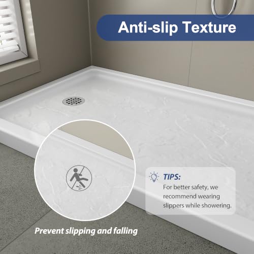 Image of KPUY 48'' L X 34'' W Shower Base Pan with Reversible Install, White