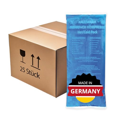 KK Kalt-Warm Kompresse 12 × 29 cm – 25er-Pack Wiederverwendbare Therapie-Kompressen für Kälte- & Wärmeanwendungen bei Prellungen, Verstauchungen, Gelenk- & Zahnschmerzen, Rücken, Schulter