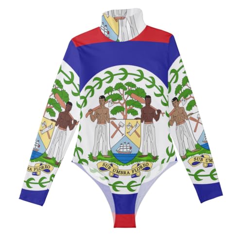 Bandera de Belice body de manga larga sexy con cuello alto