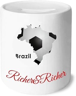 Soccer Brazil Map Shape Brazil Slogan Rich and Rich Bank Saving Box Coin