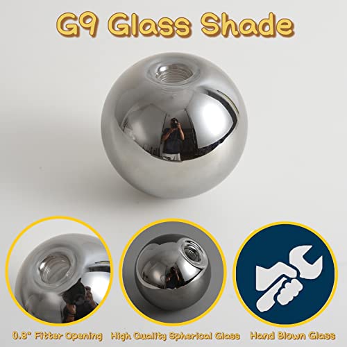 Image of Lighting Replacement Glass Lampshade 4 Inch Milky White Glass Dome Cover Round Globe 0.8 Inch Fitter for G9 Bulb Replacement (smoke grey)