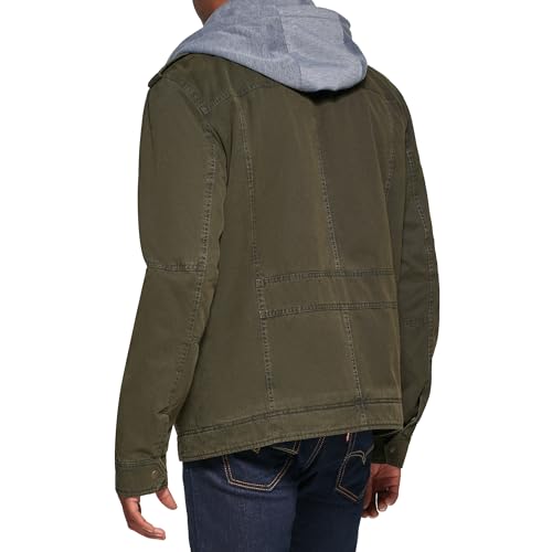 Image of Levi's Men's Washed Cotton Hooded Military Jacket (Regular & Big & Tall Sizes)