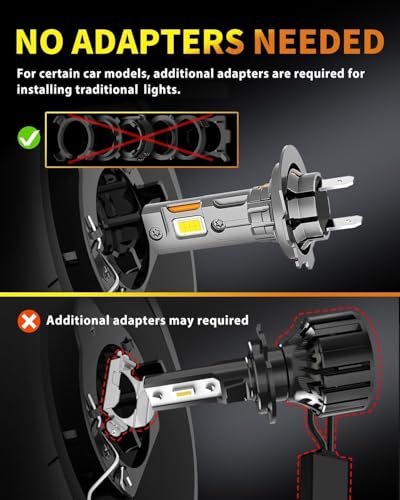 Image of Termitor H7 Light Bulbs, 90,000LM High Brightness, Pack of 2 | 1:1 Original Halogen Size, Plug and Play 3-Min Installation, IP68 Waterproof, 10-Year Lifespan for H7 Light Bulbs