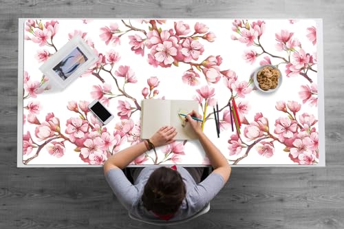 Tapis de bureau fleurs de cerisier contre les rayures et taches de café sur vos tables