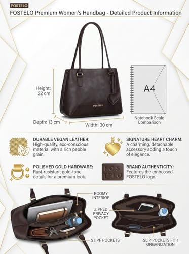 Image of Fostelo Women's Zita Luxe Tote Handbag for Women | Hobo Bag for Work | Ladies Purse | Stylish Shoulder Bag | Gift For Women