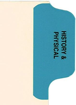 - Individual Chart Divider Packs, History & Physical (Med Blue), Side Tab 1/8th Cut, Pos #1 (Pack of 50)