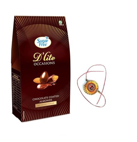 Image of Sugar Free D'Lite Chocolate Coated Almonds Gift Pack (100gm Pack with Rakhi)