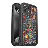 PanXCase Cover per Xiaomi Mi 11 Lite 4G / 5G / 5G NE - Custodia Silicone Sottile Elegant Disegni Morbida Leggera, Protezione Fotocamera Antiurto Antigraffio Case (Black,Flowers)
