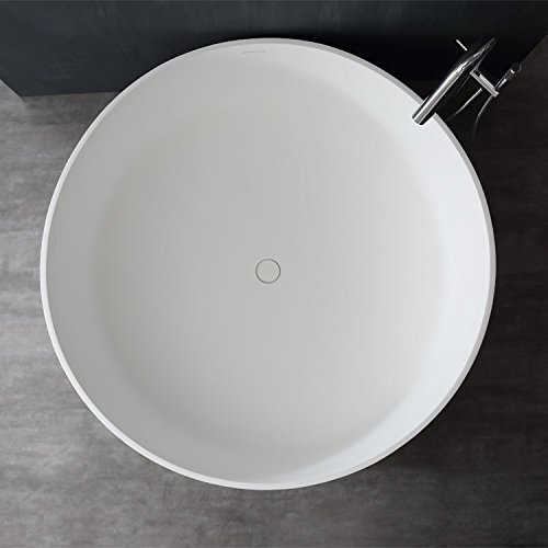 StoneArt Freistehende Badewanne aus Mineralguss Design Gussmarmor Standbadewanne moderne Wanne freistehend inkl. Ablaufgarnitur BS-507 150x150 glänzend – Bild 5