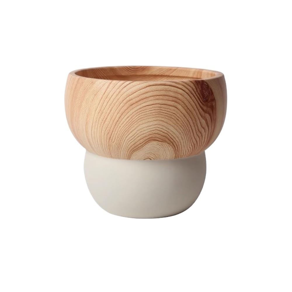 Pq7hKv2wD Indoor Plant Pots Woodgrain Imitation Round Flower Pot Desktop Ceramic Small Planter for Garden Balcony Garden Planters