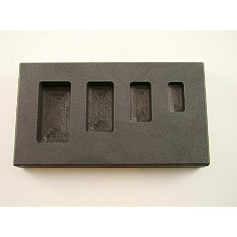 1/4-1/2-1-2 oz High Density Graphite Gold Bar Mold 4-Cavitiy Combo-Silver Copper Cover