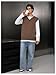 SHENHE Men's V Neck Sleeveless Plain Soft Sweater Vest Pullover Preppy Top Coffee Brown S