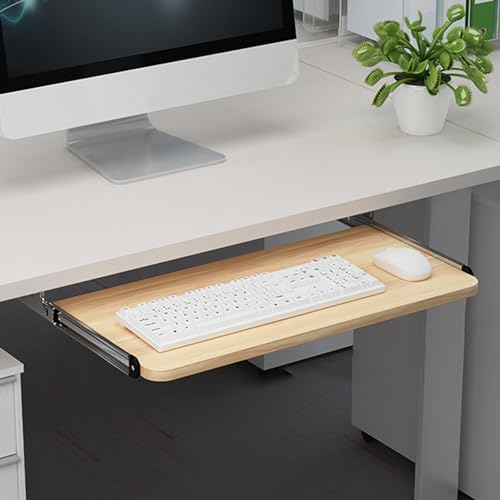 タイピング用コンピューター引き出し、デスク下取り付けキーボード引き出し、デスク下キーボードトレイスライド、安定した収納、オフィス、寝室、キッチン、ガレージ、書斎に最適
