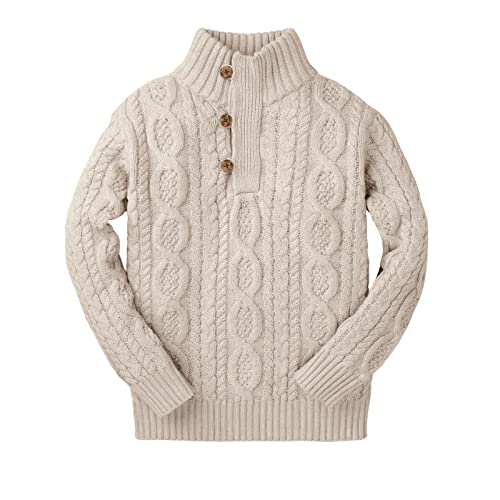 Kingdenergy Kids Sweaters Boys Turtleneck Button Up Cable Knit Winter Warm Long Sleeve Fall Pullover Sweater Tops