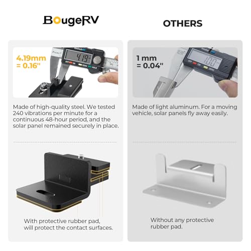 Image of BougeRV Solar Panel T-Slot Mounting Kit Fits for Auto Cross Bars with T-Track to Secure Most 100 to 200 Watt, Heavy Duty Solar Panel Roof Rack Mounting Brackets DIY Off-Grid Solar Systems