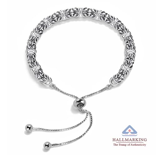 Image of TRUESILVER ACPL 925 Sterling Silver Sliding Bolo Bracelets for Women | BIS Hallmarked Fancy Link Rolo Design Bracelet | Adjustable Slider Chain Bracelet Gift for Birthday Anniversary Wedding