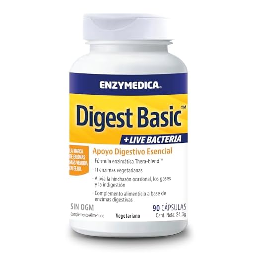 Enzymedica, Digest Basic + Live Bacteria, Fórmula Enzimática, Reduce los Gases y la Hinchazón, Mejora la Absorción de Nutrientes y la Energía, Sin gluten, Sin lácteos, 90 Cápsulas