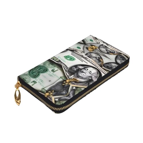 Leather Wallet 7.48 x 4.13 in - Stylish and Durable Wallet for Women with Multiple Compartments and Zipper Design Banknote Patterns Pattern3
