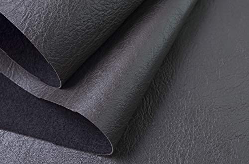 Image of Wento Thick 1 Yard Faux Leather Soft Skin Grain PU Fabric for Furniture Cover, Reupholster Sofa Chairs, Cushions, Vinyl Upholstery (1 Yard, Dark Gray)
