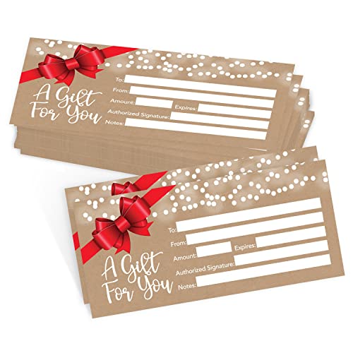 Hadley Designs Gift Card, 25x4x9 Inches, Rustic Gift Certificates for Business, Restaurants, Salon, Spa, White Lights, Boho Valentine, Blank Certificates