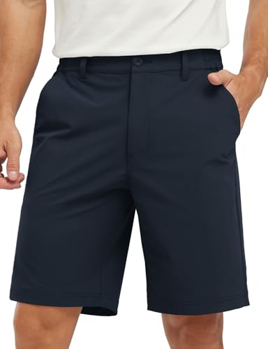 Image of TBMPOY Men's Golf Shorts Lightweight 5 Pockets Casual Dress Stretch Elastic Waist Quick Dry Flat Front Travel Shorts