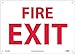 NMC FX120RB FIRE EXIT Sign ? 14 in. x 10 in. Rigid Plastic Sign with Red Text on White Base