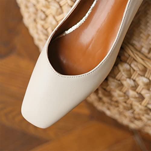 Betastella Women's Low Block Heel Loafers Square Toe Slip On Pumps Chunky Heeled Dress Office Shoes2