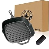 Backcountry Cast Iron 10' Medium Square Grill Pan (Pre-Seasoned for Non-Stick Like Surface, Cookware Range / Oven / Broiler / Grill Safe, Kitchen Skillet Restaurant Chef Quality)