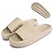Nmg1 Kissen Hausschuhe, Schnell Trocknend Offene Zehe Weiche Dämpfte Extra Dicke rutschfeste Massage Haus Slipper Pool Fitnessstudio Dusche Badezimmer Sandalen (Color : Beige, Size : 38/39)
