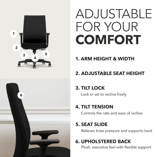 Image of HON Ignition 2.0 Ergonomic Office Chair, Lumbar Support, Desk Chair, Black