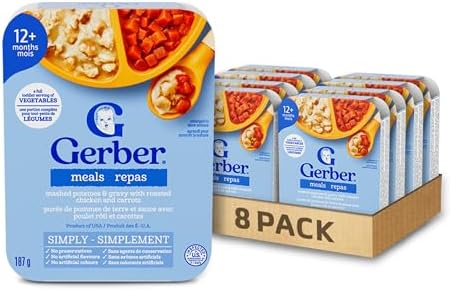 GERBER LIL'ENTRÉES Mashed Potatoes & Gravy with Roasted Chicken, Toddler Food, Meal, 12+ Months, 187 g, 8 Pack