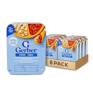 GERBER MEALS Mashed Potatoes & Gravy With Roasted Chicken & Carrots, Full Toddler Serving of Veggies, Full Toddler Meal, Good Source of Potassium, No Preservatives, 8 Boxes, 1.5 kg